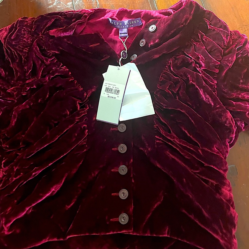 Gorgeous burgandy velvet Ralph Lauren collection dress